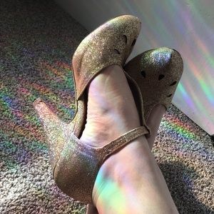 Gold Glitter Heels (ModCloth)